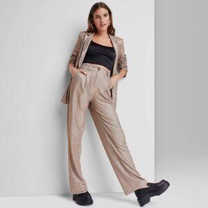 Women's Wide Leg Glitter Trouser Pants - Wild Fable Copper 12